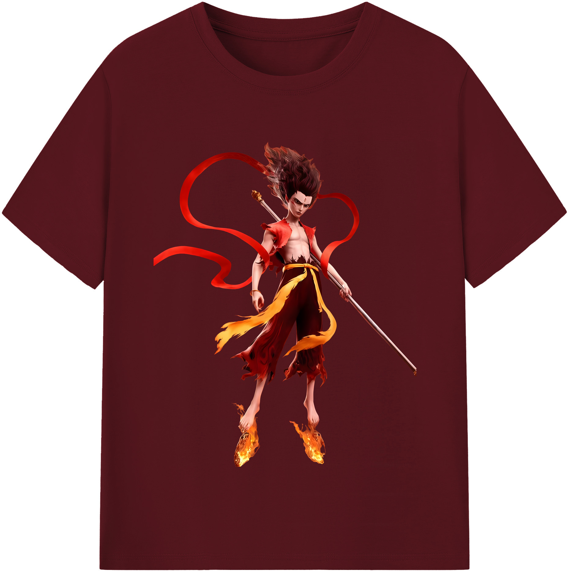 （画像用） Ne Zha 2 ナタ 魔童の大暴れ 綿100％半袖Tシャツ（フロントプリント）